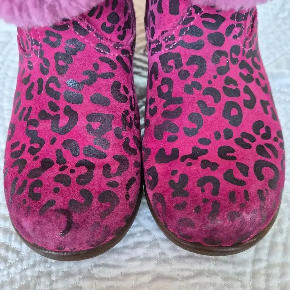 GUC Ugg Jorie Boot Cheetah Pink Metallic Lined Sherling Boot Girls 9